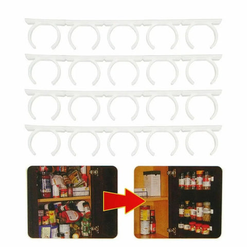 Wall-Mounted Spice Bottle Organizer with Clips