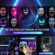 LED Neon Party Mask with Bluetooth connectivity