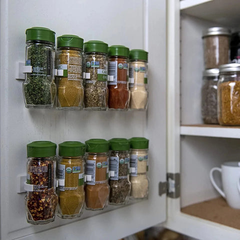 Wall-Mounted Spice Bottle Organizer with Clips