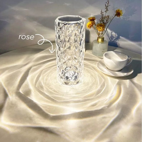 LED Crystal Rose Table Lamp with Touch Control