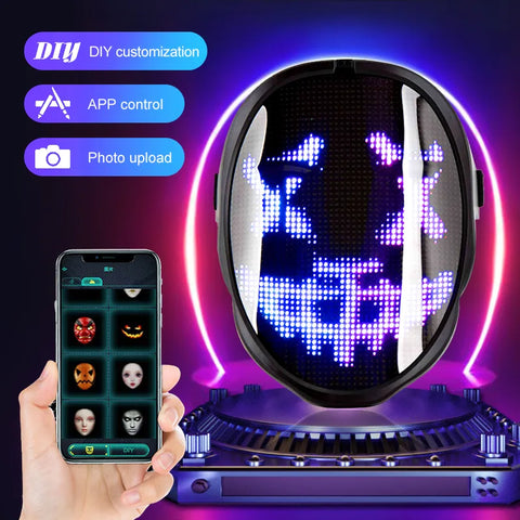 LED Neon Party Mask with Bluetooth connectivity