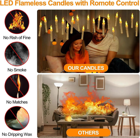 Magical Floating LED Candles with Wand Remote