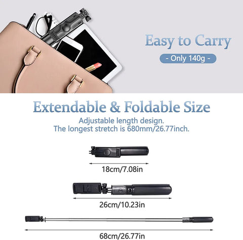 Selfie Stick Tripod with Bluetooth Remote by T-WOLF